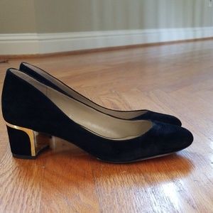 Ann Taylor black suede block heels